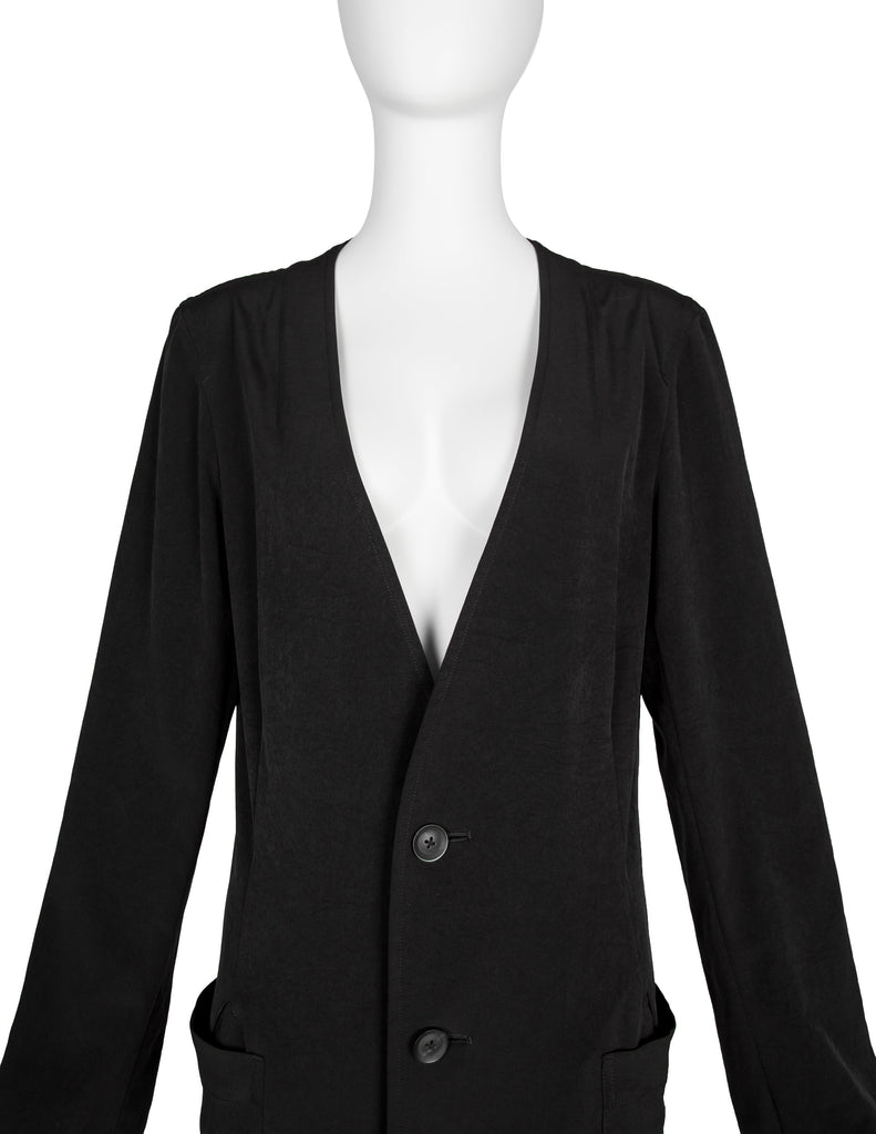 Yohji Yamamoto Pour Homme Vintage AW 2005 Black Rayon Cardigan Duster