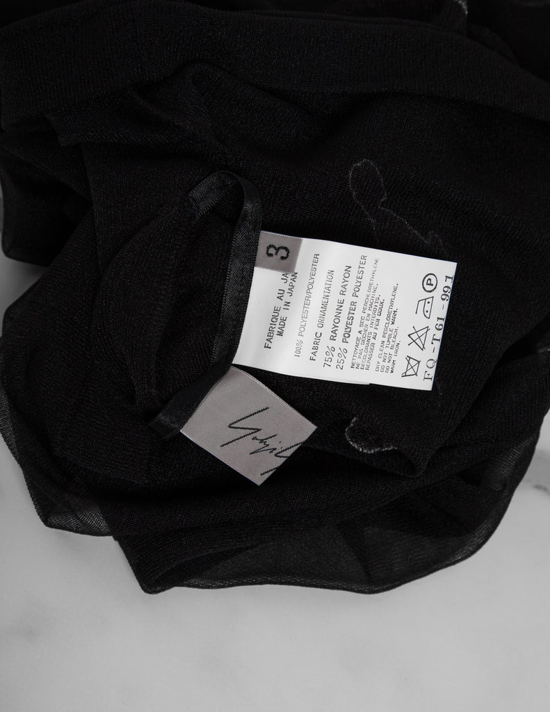 Yohji Yamamoto Vintage SS 2003 Stitched Fish Black Sheer Stretch Top