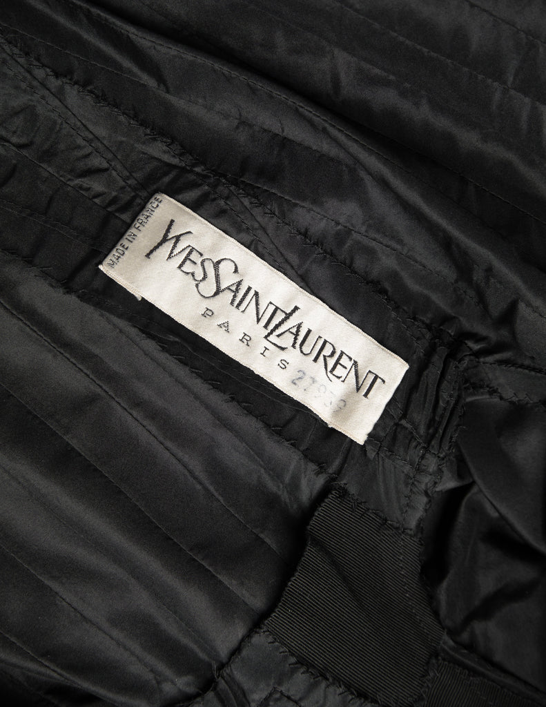 Yves Saint Laurent Haute Couture Vintage AW 1971 Black Silk Taffeta Ruffled Dress