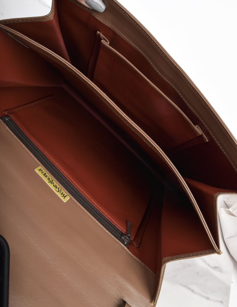 Yves Saint Laurent Vintage 1970s Leather and Snakeskin Convertible Shoulder Bag