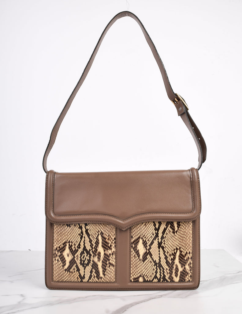 Yves Saint Laurent Vintage 1970s Leather and Snakeskin Convertible Shoulder Bag