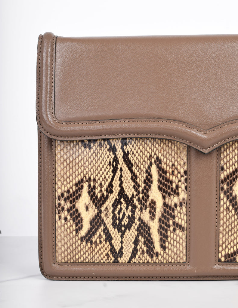 Yves Saint Laurent Vintage 1970s Leather and Snakeskin Convertible Shoulder Bag