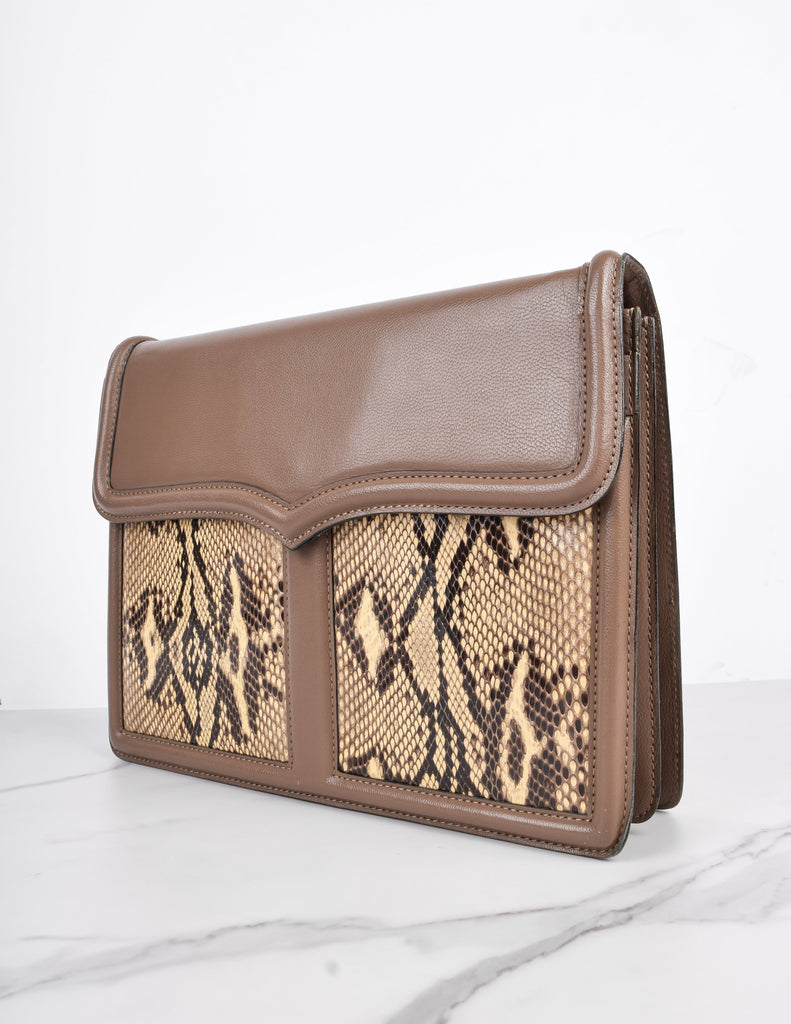 Yves Saint Laurent Vintage 1970s Leather and Snakeskin Convertible Shoulder Bag