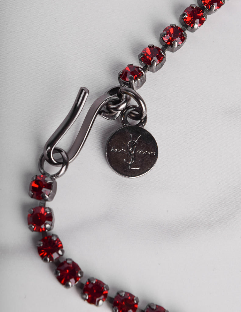 Yves Saint Laurent Vintage Haute Couture Coeur de Saint Laurent / Coeur Fetiche Crystal Heart Pendant Necklace
