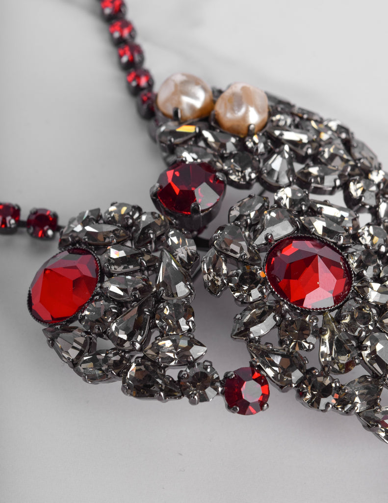 Yves Saint Laurent Vintage Haute Couture Coeur de Saint Laurent / Coeur Fetiche Crystal Heart Pendant Necklace