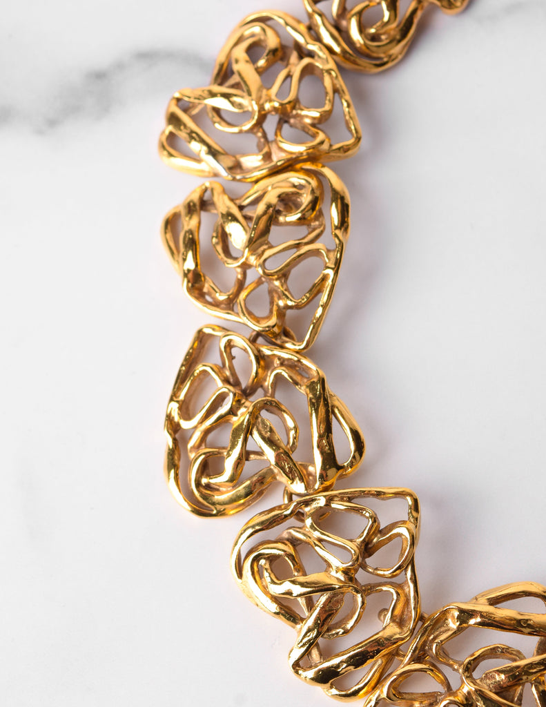 Yves Saint Laurent Vintage Golden Abstract Heart Necklace