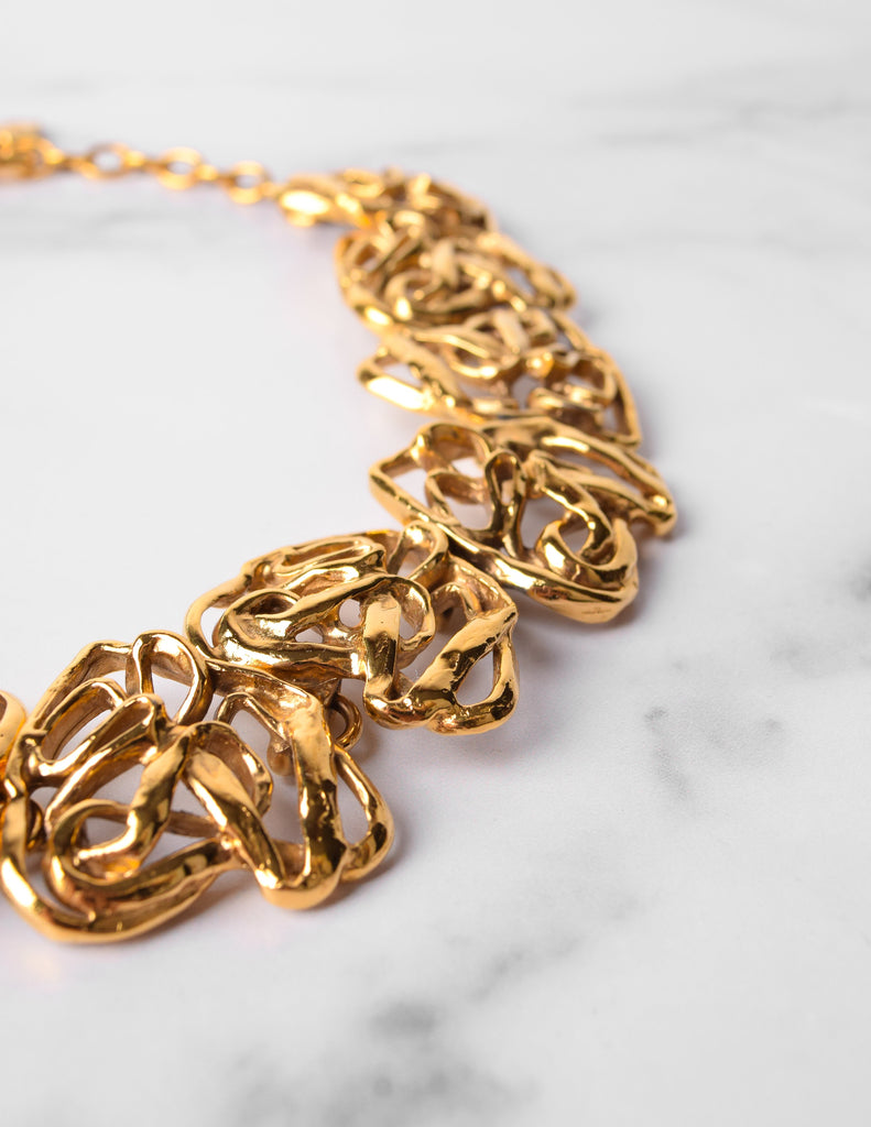 Yves Saint Laurent Vintage Golden Abstract Heart Necklace