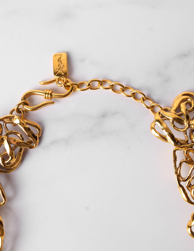 Yves Saint Laurent Vintage Golden Abstract Heart Necklace