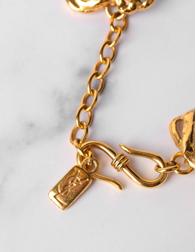Yves Saint Laurent Vintage Golden Abstract Heart Necklace