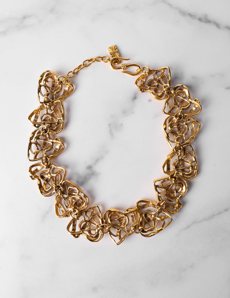 Yves Saint Laurent Vintage Golden Abstract Heart Necklace