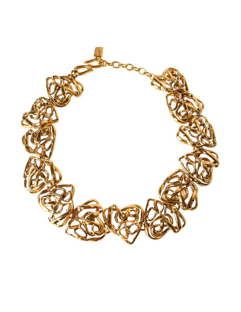 Yves Saint Laurent Vintage Golden Abstract Heart Necklace