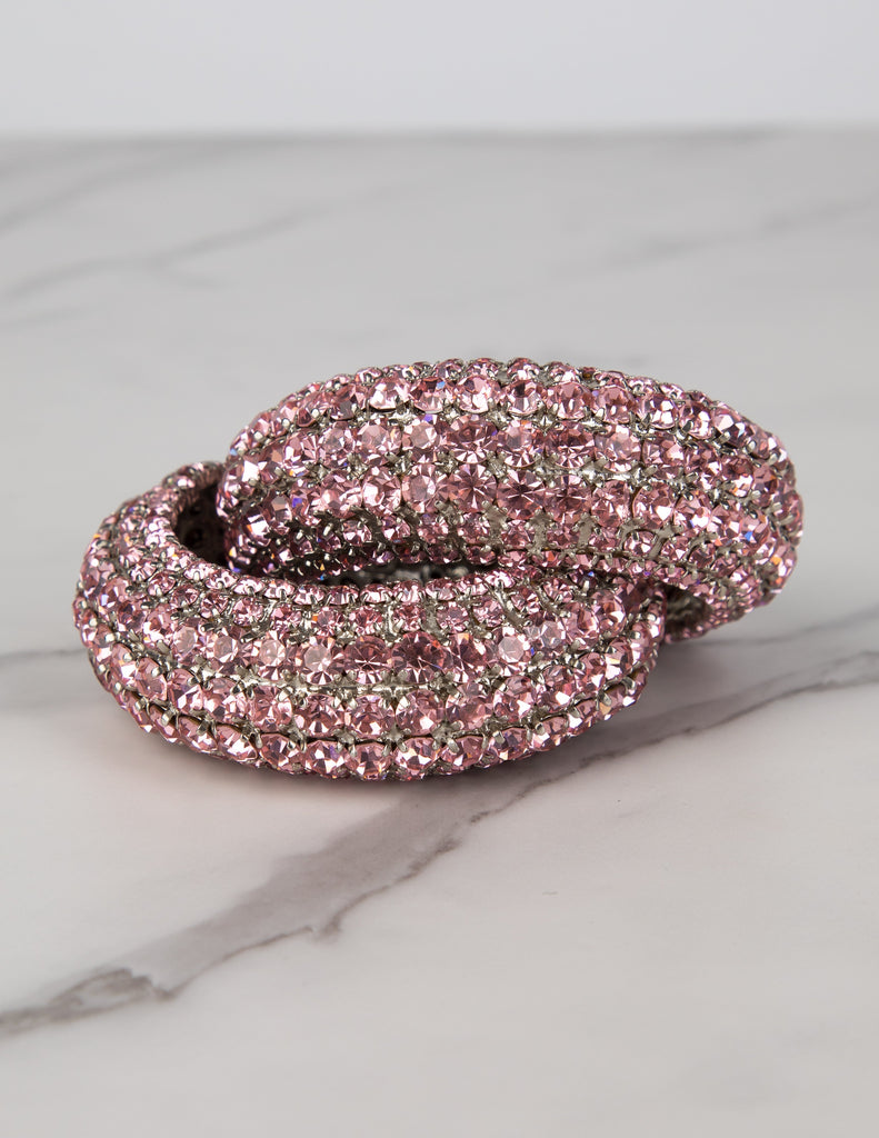 Yves Saint Laurent Vintage 1960s Haute Couture Pair of Baby Pink Rhinestone Cuff Bracelets