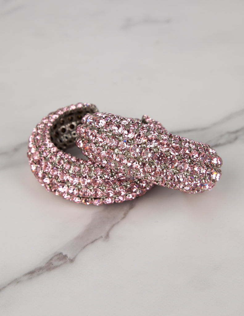 Yves Saint Laurent Vintage 1960s Haute Couture Pair of Baby Pink Rhinestone Cuff Bracelets