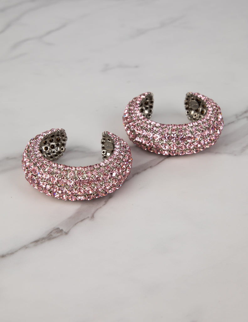 Yves Saint Laurent Vintage 1960s Haute Couture Pair of Baby Pink Rhinestone Cuff Bracelets