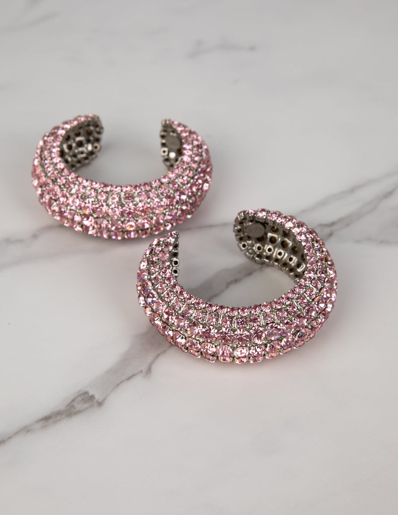 Yves Saint Laurent Vintage 1960s Haute Couture Pair of Baby Pink Rhinestone Cuff Bracelets