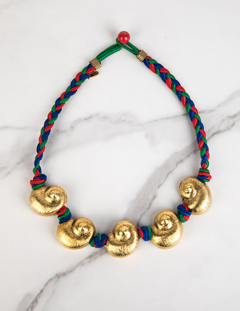 Yves Saint Laurent Vintage SS 1977 Golden Shell Passementerie Necklace