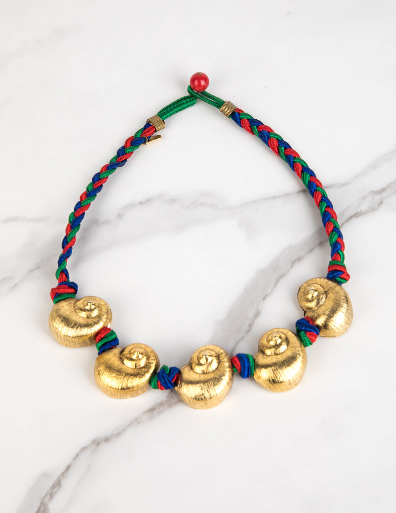 Yves Saint Laurent Vintage SS 1977 Golden Shell Passementerie Necklace