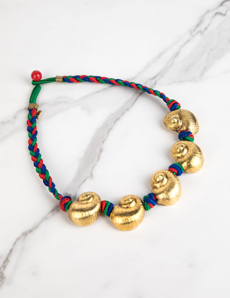 Yves Saint Laurent Vintage SS 1977 Golden Shell Passementerie Necklace