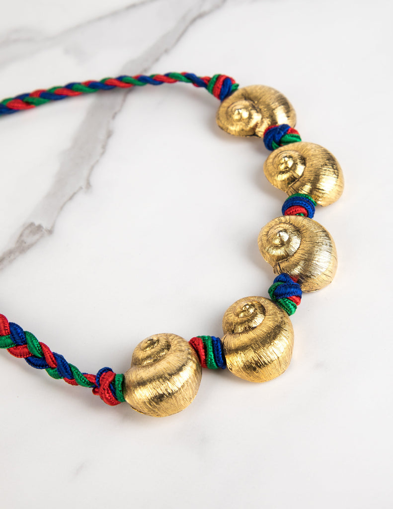 Yves Saint Laurent Vintage SS 1977 Golden Shell Passementerie Necklace