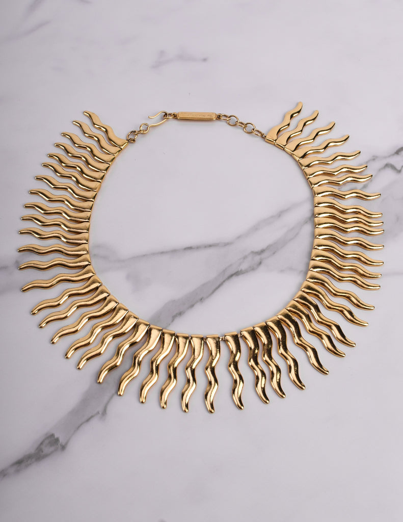 Yves Saint Laurent Vintage Numbered Golden Sunburst Ray Necklace