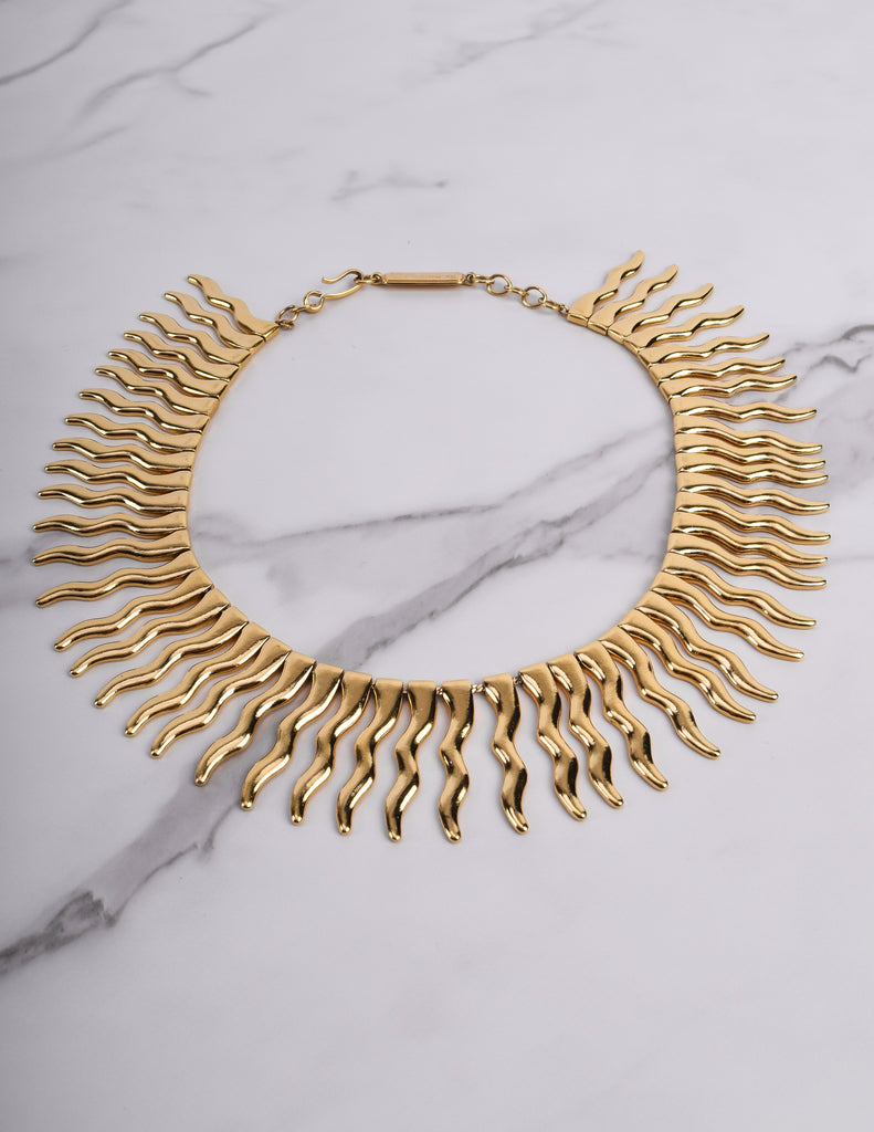 Yves Saint Laurent Vintage Numbered Golden Sunburst Ray Necklace