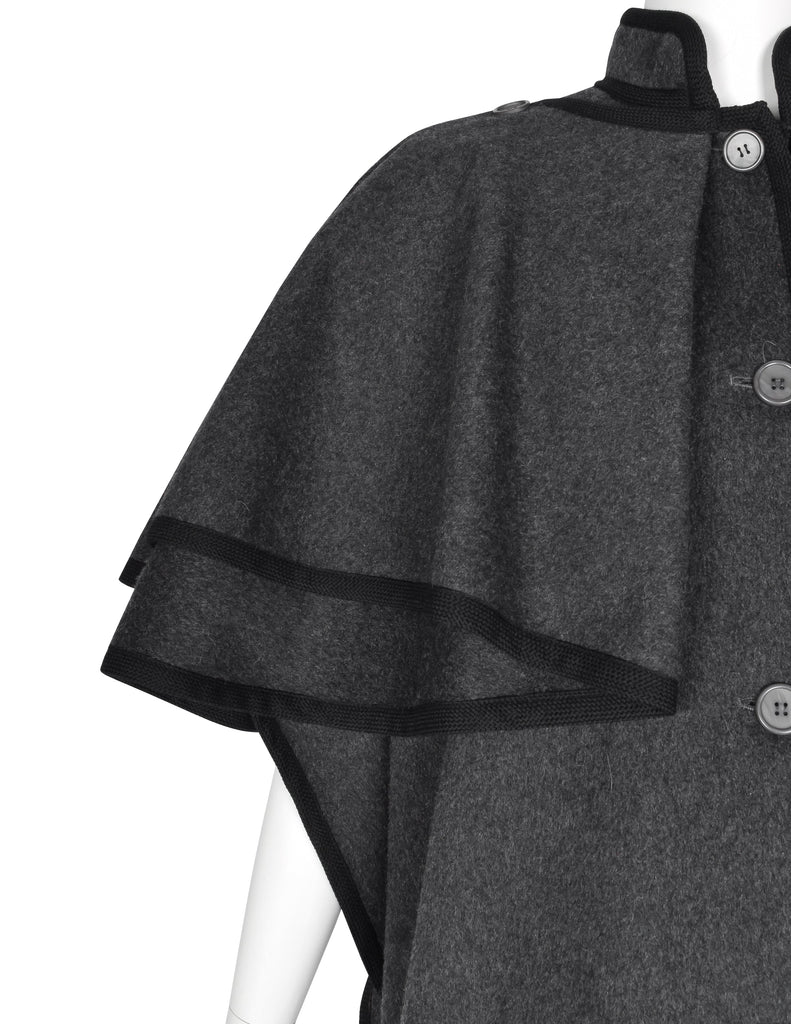 Yves Saint Laurent Vintage AW 1982 Charcoal Grey Wool Cape