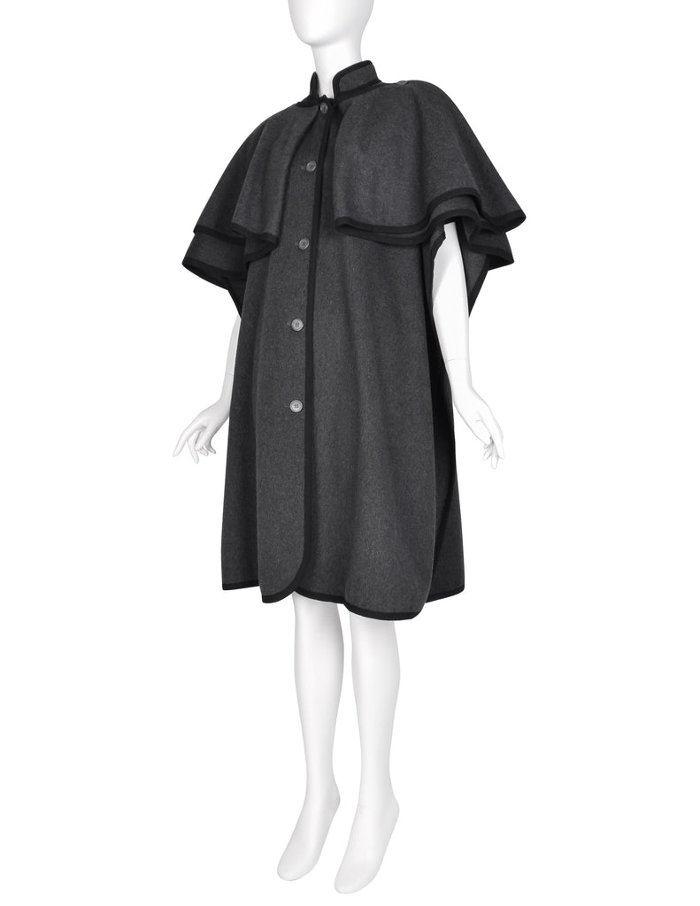 Yves Saint Laurent Vintage AW 1982 Charcoal Grey Wool Cape