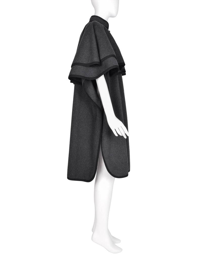 Yves Saint Laurent Vintage AW 1982 Charcoal Grey Wool Cape