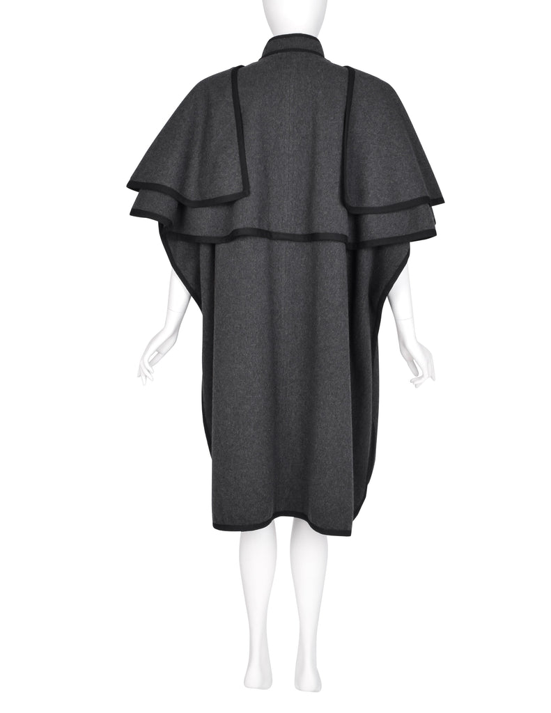 Yves Saint Laurent Vintage AW 1982 Charcoal Grey Wool Cape