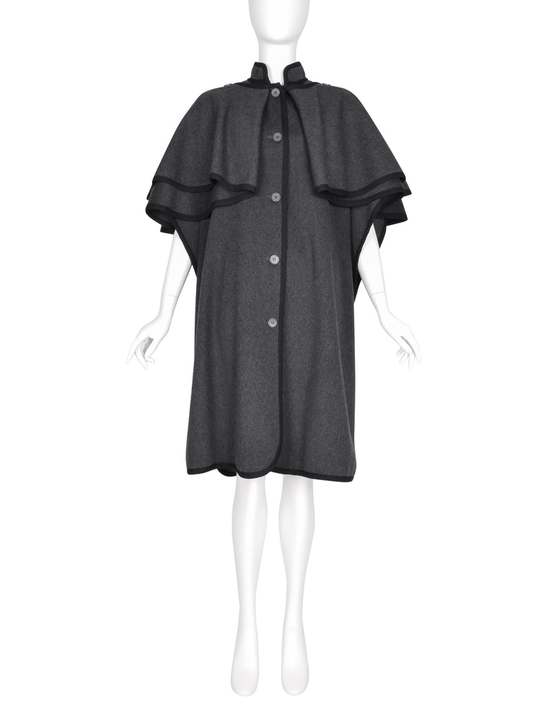 Yves Saint Laurent Vintage AW 1982 Charcoal Grey Wool Cape
