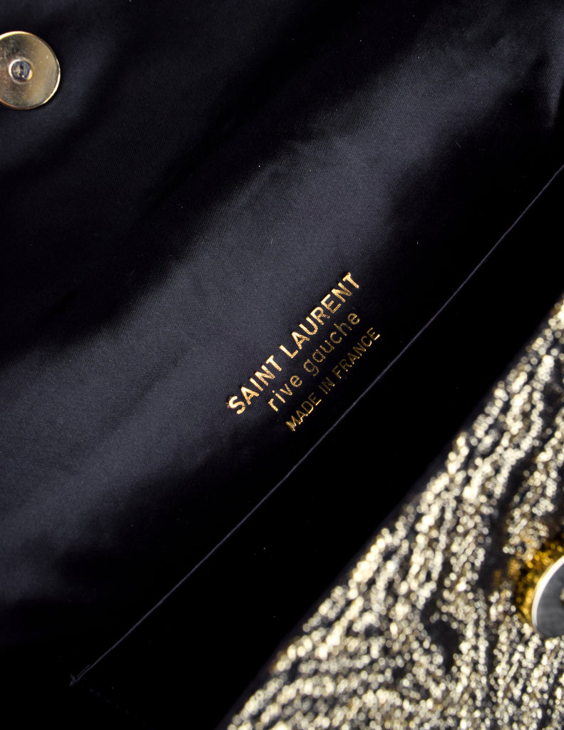 Yves Saint Laurent Vintage AW 1986 Quilted Blackened Gold Lurex Clutch Bag