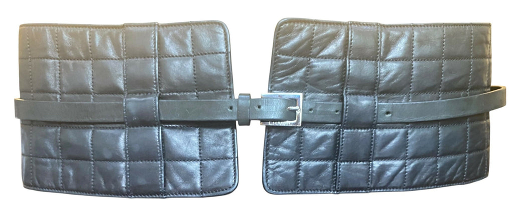 Chanel 02A Extra Wide CC Black Quilted Lambskin Leather Corset Belt 75/30