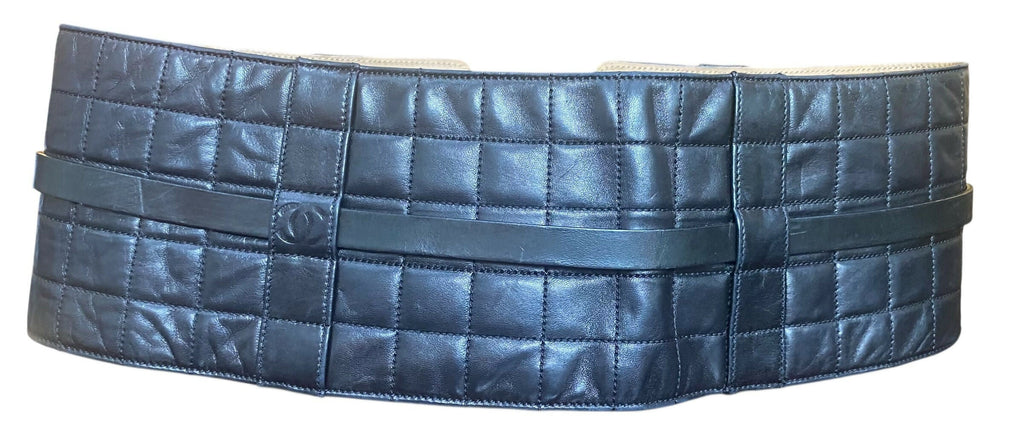 Chanel 02A Extra Wide CC Black Quilted Lambskin Leather Corset Belt 75/30