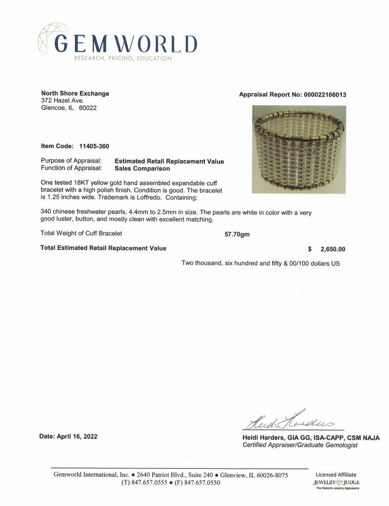 Loffredo 340 Freshwater Pearl Expandable Cuff Bracelet