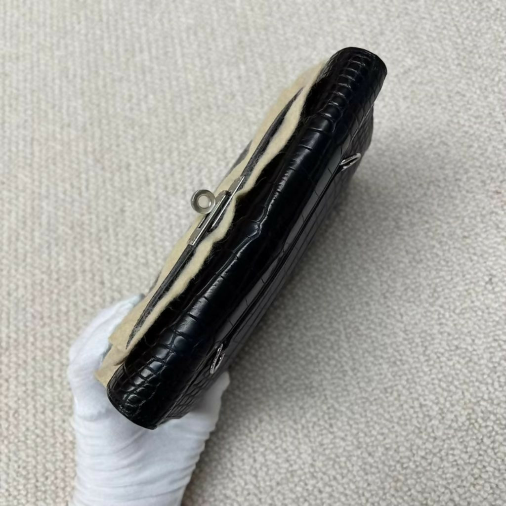 Hermès Kelly Danse Black Matte Crocodile with palladium hardware