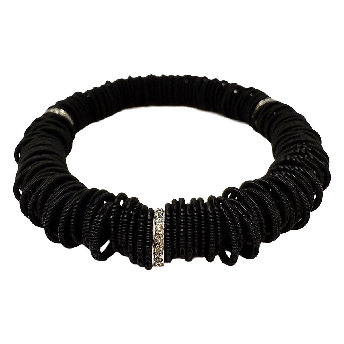 Michael Weggenmann Anodizel Steel Bracelet with 3 Diamond Rondels