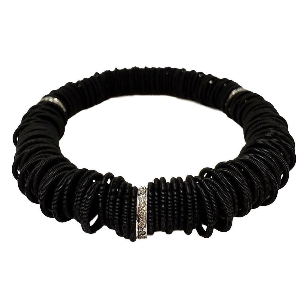 Michael Weggenmann Anodizel Steel Bracelet with 3 Diamond Rondels