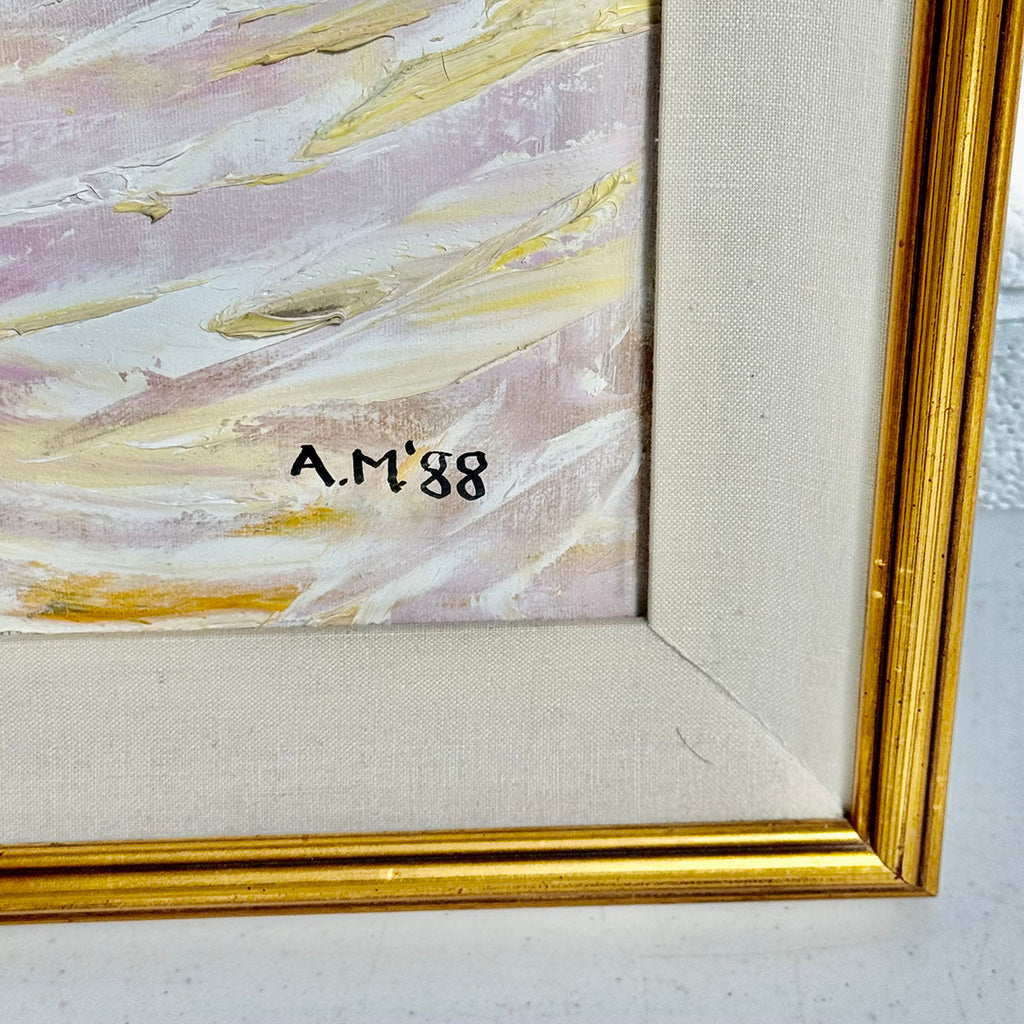 Original Seascape with Boats on the Shore, Signed and Dated '88