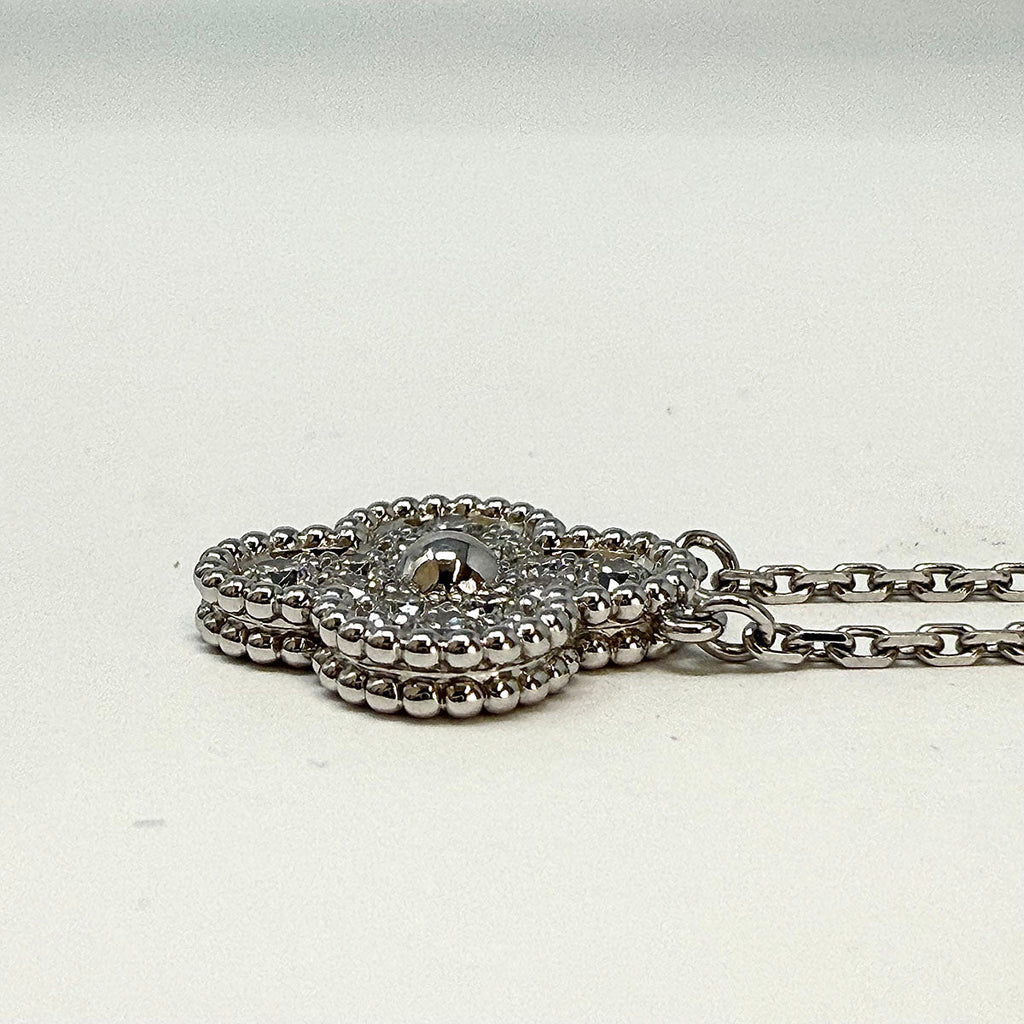 Van Cleef & Arpels Vintage Alhambra Diamond Pendant Necklace
