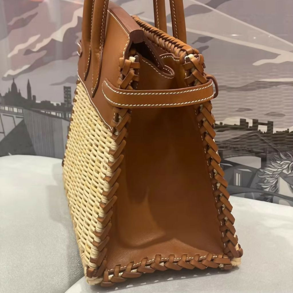 Hermès Birkin 25 Picnic Fauve Barenia Leather Osier Wicker Palladium Hardware