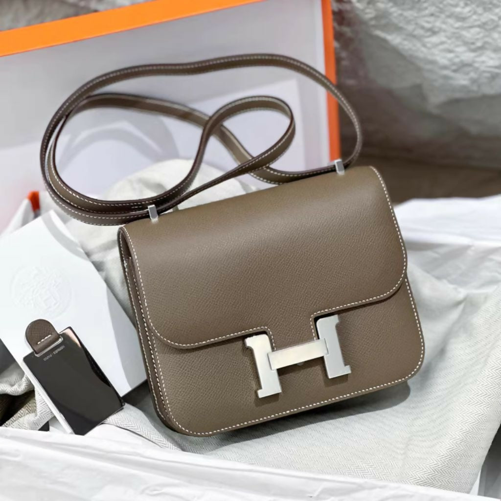 Hermès constance 19 Etoupe Grey Epsom Leather Palladium Hardware
