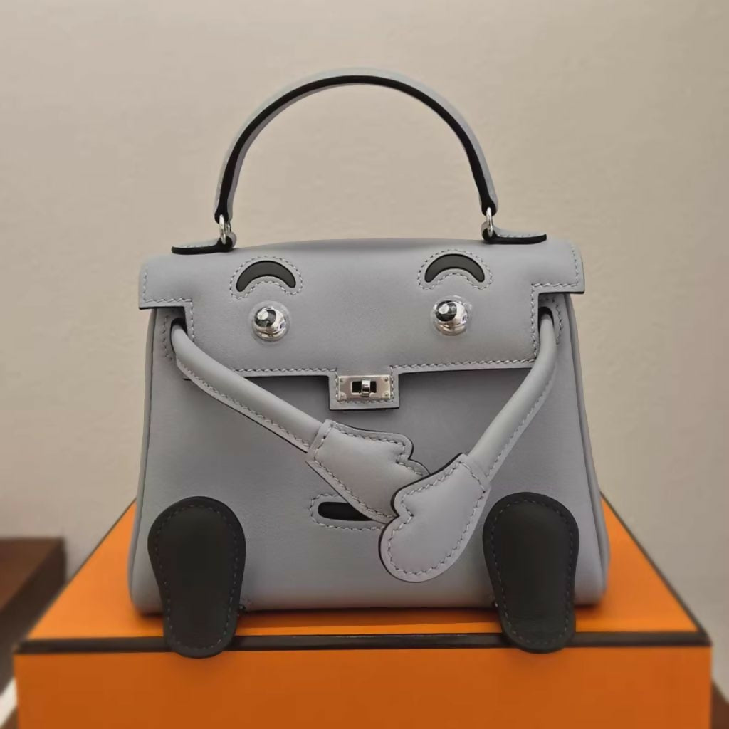 Hermès Kelly Doll in Blue Glacier with Vert Mangrove Swift Leather Palladium hardware