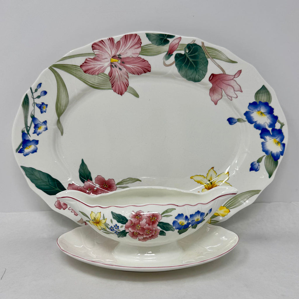 38 Pcs, 6-6PC Place Setting, Flora Bella Villeroy & Boch.+ 2 Serving Pieces