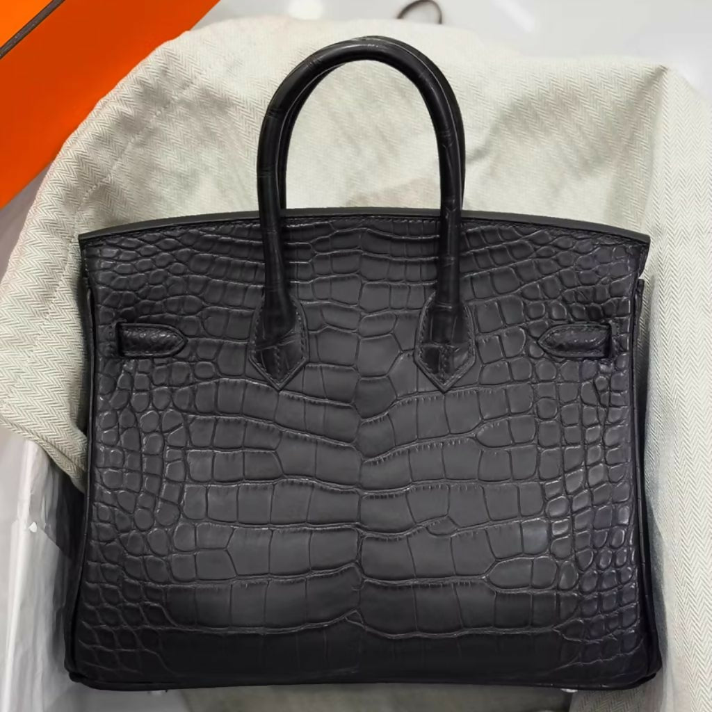 Hermès Birkin 25 Black Crocodile Matte Palladium Hardware