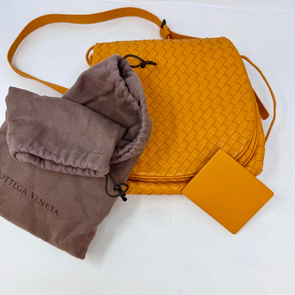 Bottega Veneta Drawstring Flap Intreciatto Crossbody Bag