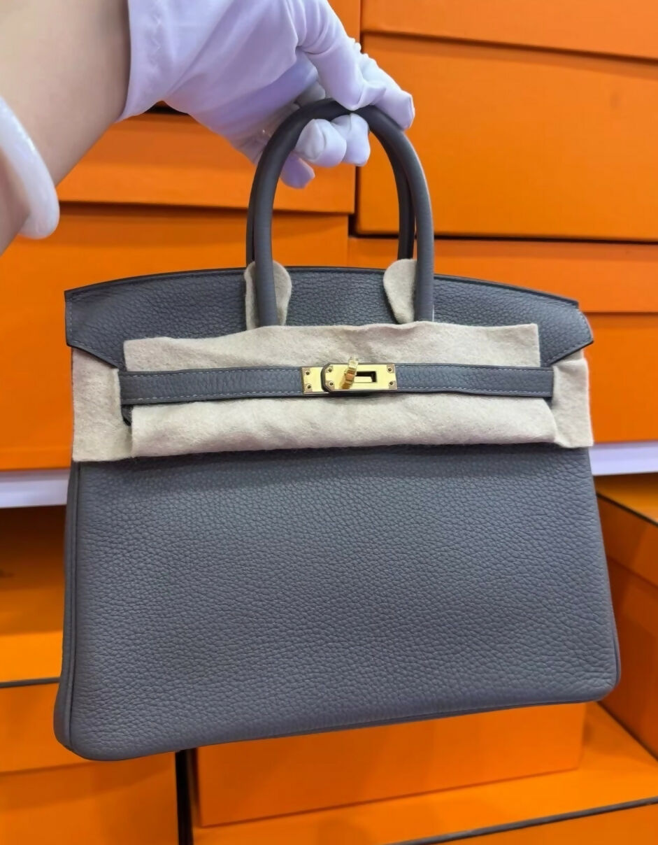 Hermes birkin 25 Gris Etain Togo Leather Gold Hardware