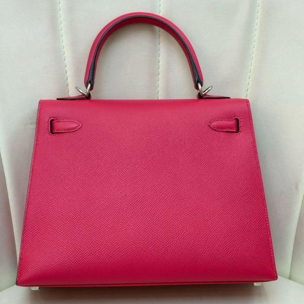 Hermès Kelly Sellier 25 Rose Mexico Epsom Palladium Hardware