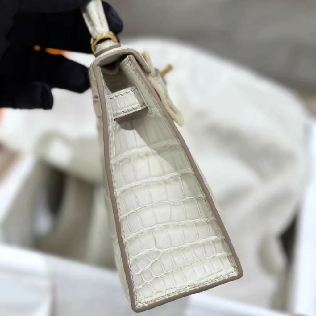 Hermès Mini Kelly Béton Matte Alligator Leather Gold Hardware