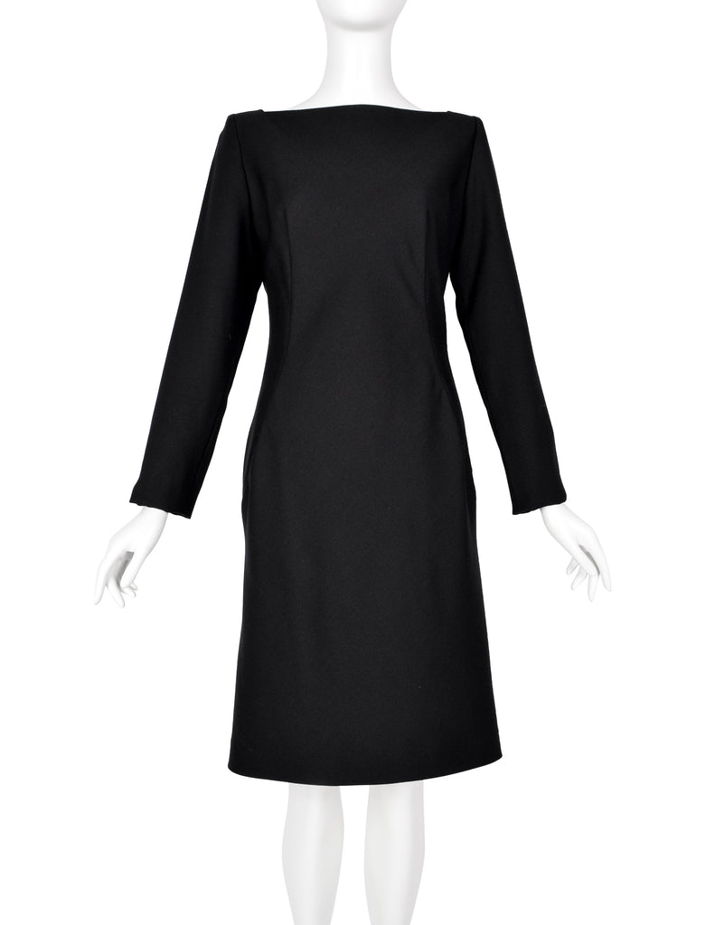 Givenchy by John Galliano Vintage AW 1996 Black Wool Crepe Dress