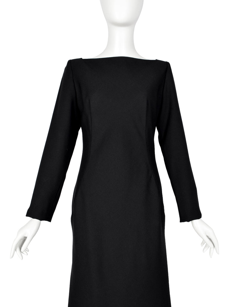 Givenchy by John Galliano Vintage AW 1996 Black Wool Crepe Dress